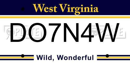 DO7N4W West Virginia License Plate