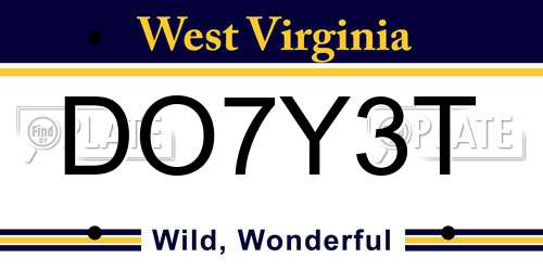 DO7Y3T West Virginia License Plate