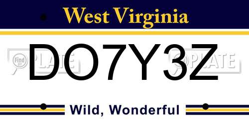 DO7Y3Z West Virginia License Plate