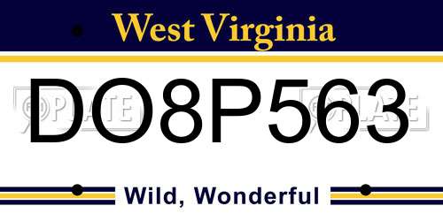 DO8P563 West Virginia License Plate