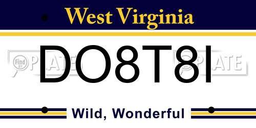 DO8T8I West Virginia License Plate