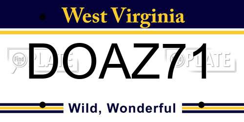 DOAZ71 West Virginia License Plate