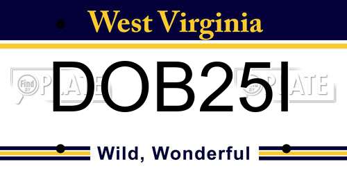 DOB25I West Virginia License Plate