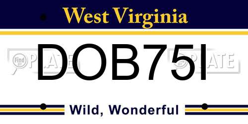 DOB75I West Virginia License Plate
