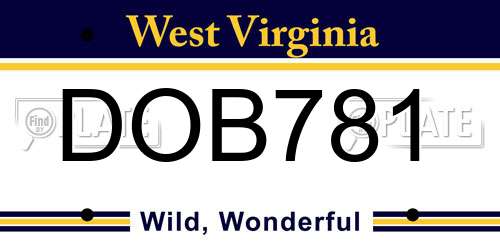 DOB781 West Virginia License Plate