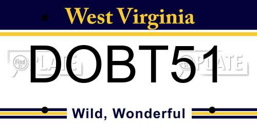 DOBT51 West Virginia License Plate