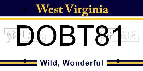 DOBT81 West Virginia License Plate