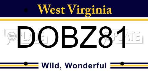 DOBZ81 West Virginia License Plate
