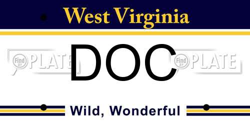 DOC West Virginia License Plate