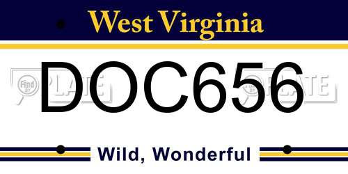 DOC656 West Virginia License Plate