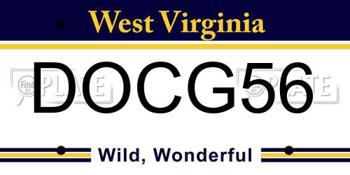 DOCG56 West Virginia License Plate