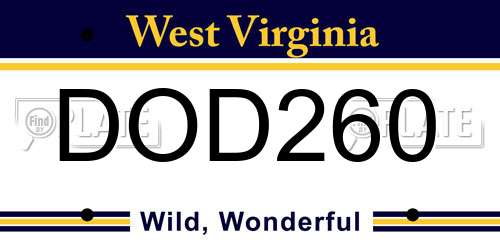 DOD260 West Virginia License Plate