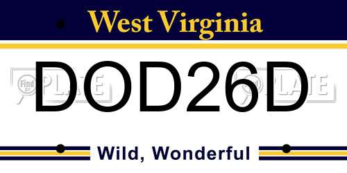 DOD26D West Virginia License Plate
