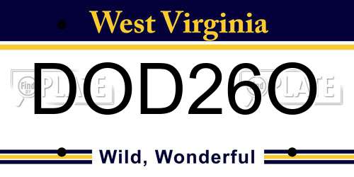 DOD26O West Virginia License Plate