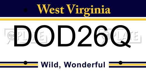 DOD26Q West Virginia License Plate