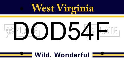 DOD54F West Virginia License Plate