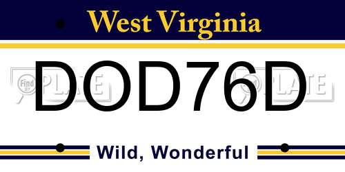 DOD76D West Virginia License Plate