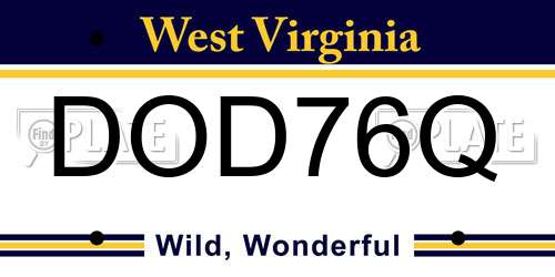 DOD76Q West Virginia License Plate