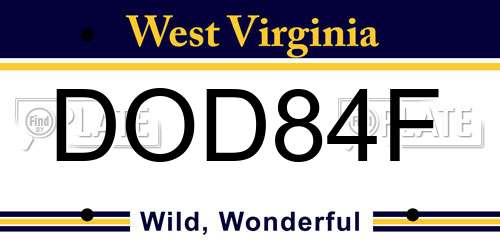 DOD84F West Virginia License Plate
