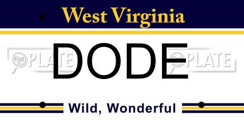 DODE West Virginia License Plate