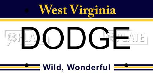 DODGE West Virginia License Plate