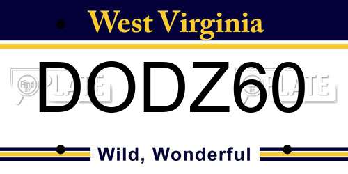 DODZ60 West Virginia License Plate