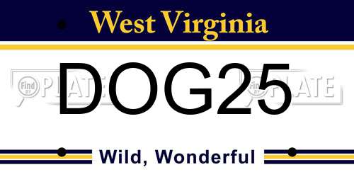 DOG25 West Virginia License Plate