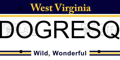 DOGRESQ West Virginia License Plate