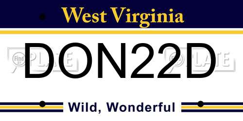 DON22D West Virginia License Plate