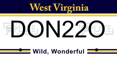 DON22O West Virginia License Plate