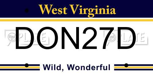 DON27D West Virginia License Plate