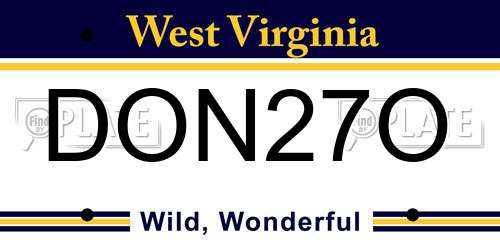 DON27O West Virginia License Plate