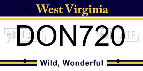 DON720 West Virginia License Plate