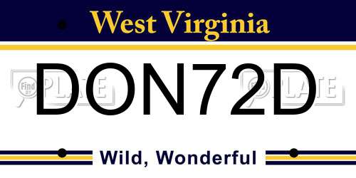 DON72D West Virginia License Plate