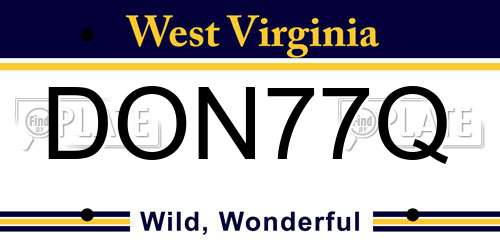 DON77Q West Virginia License Plate