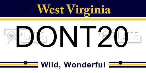 DONT20 West Virginia License Plate