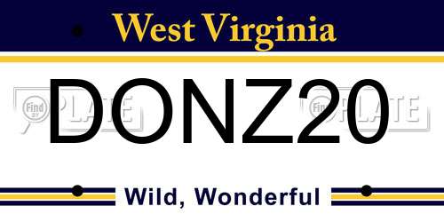 DONZ20 West Virginia License Plate