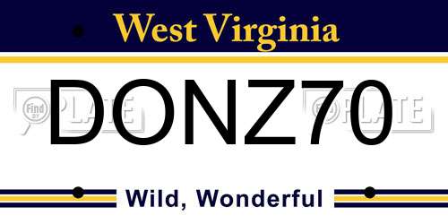DONZ70 West Virginia License Plate
