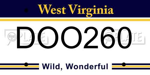 DOO260 West Virginia License Plate