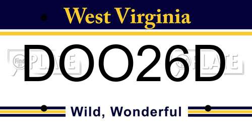 DOO26D West Virginia License Plate