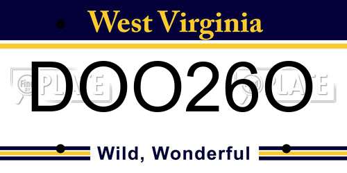 DOO26O West Virginia License Plate