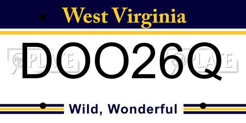 DOO26Q West Virginia License Plate