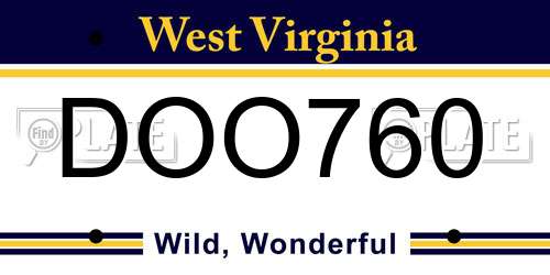 DOO760 West Virginia License Plate