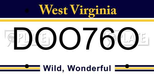 DOO76O West Virginia License Plate