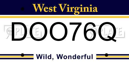 DOO76Q West Virginia License Plate
