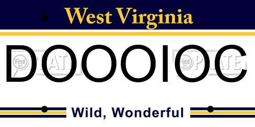 DOOOIOC West Virginia License Plate