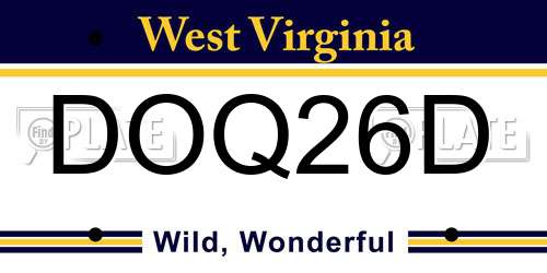 DOQ26D West Virginia License Plate