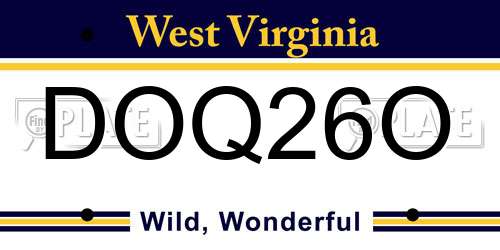 DOQ26O West Virginia License Plate