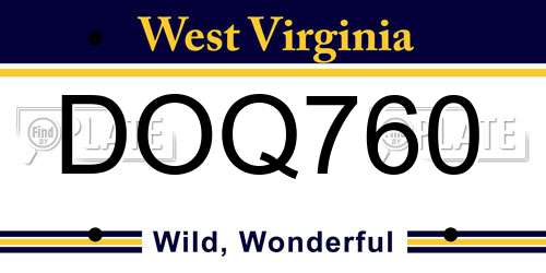 DOQ760 West Virginia License Plate