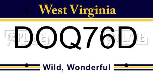 DOQ76D West Virginia License Plate